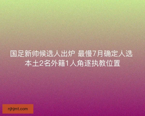 国足新帅候选人出炉 最慢7月确定人选 本土2名外籍1人角逐执教位置